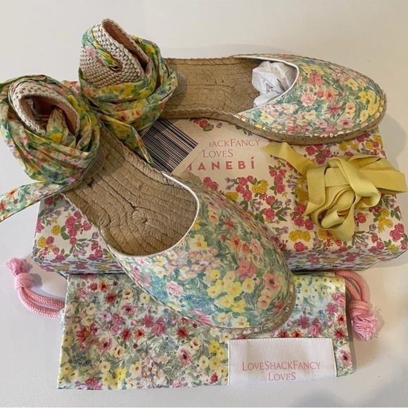 NIB LoveShackFancy X Manebi Valencia Espadrille Flat Sandal in Rainbow Skies - Picture 8 of 13